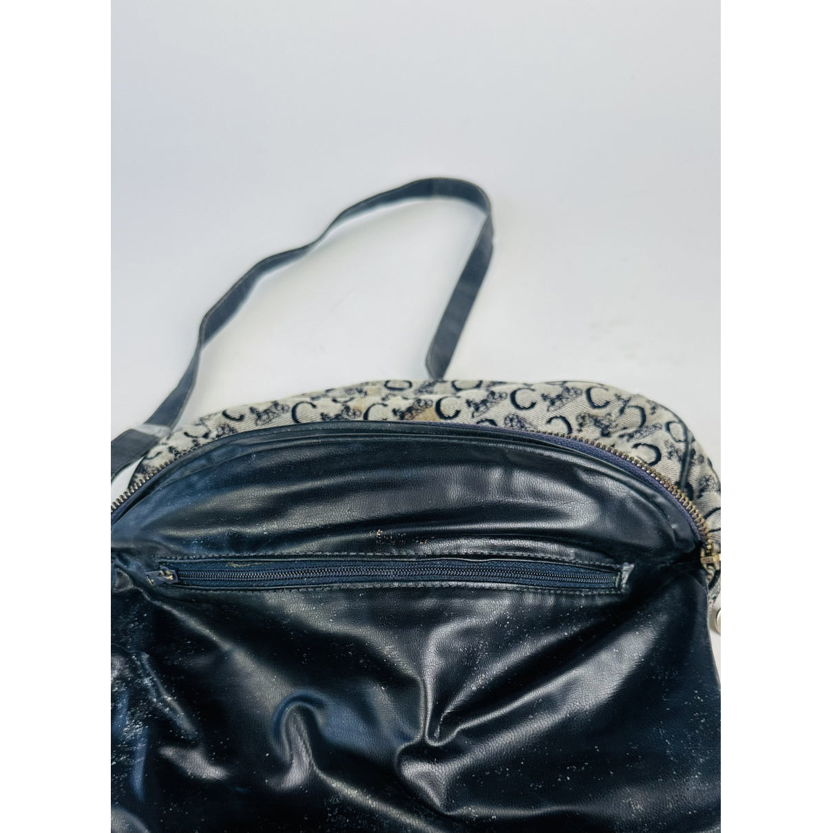 Celine Triomphe Vintage Black Cotton Handbag image 4