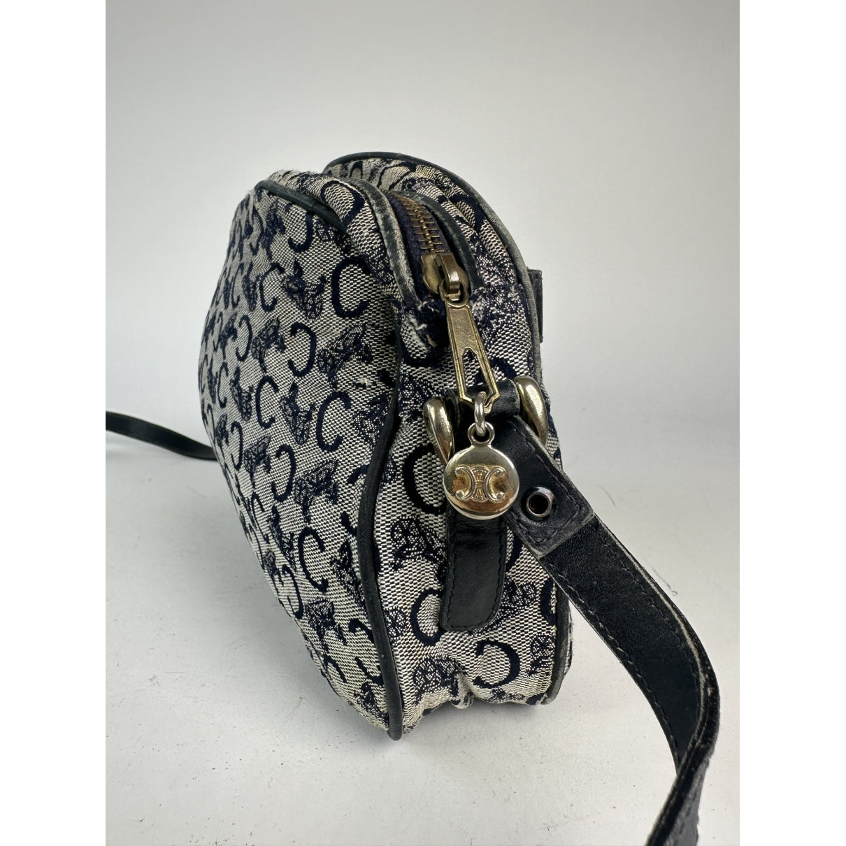 Celine Triomphe Vintage Black Cotton Handbag image 5