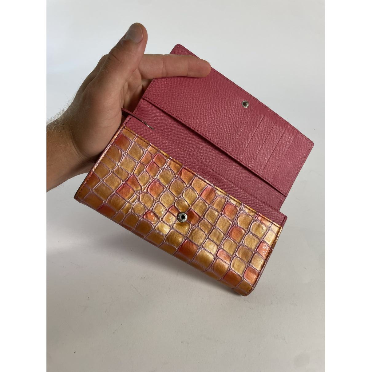 Non Signé / Unsigned Orange Leather Wallet image 4