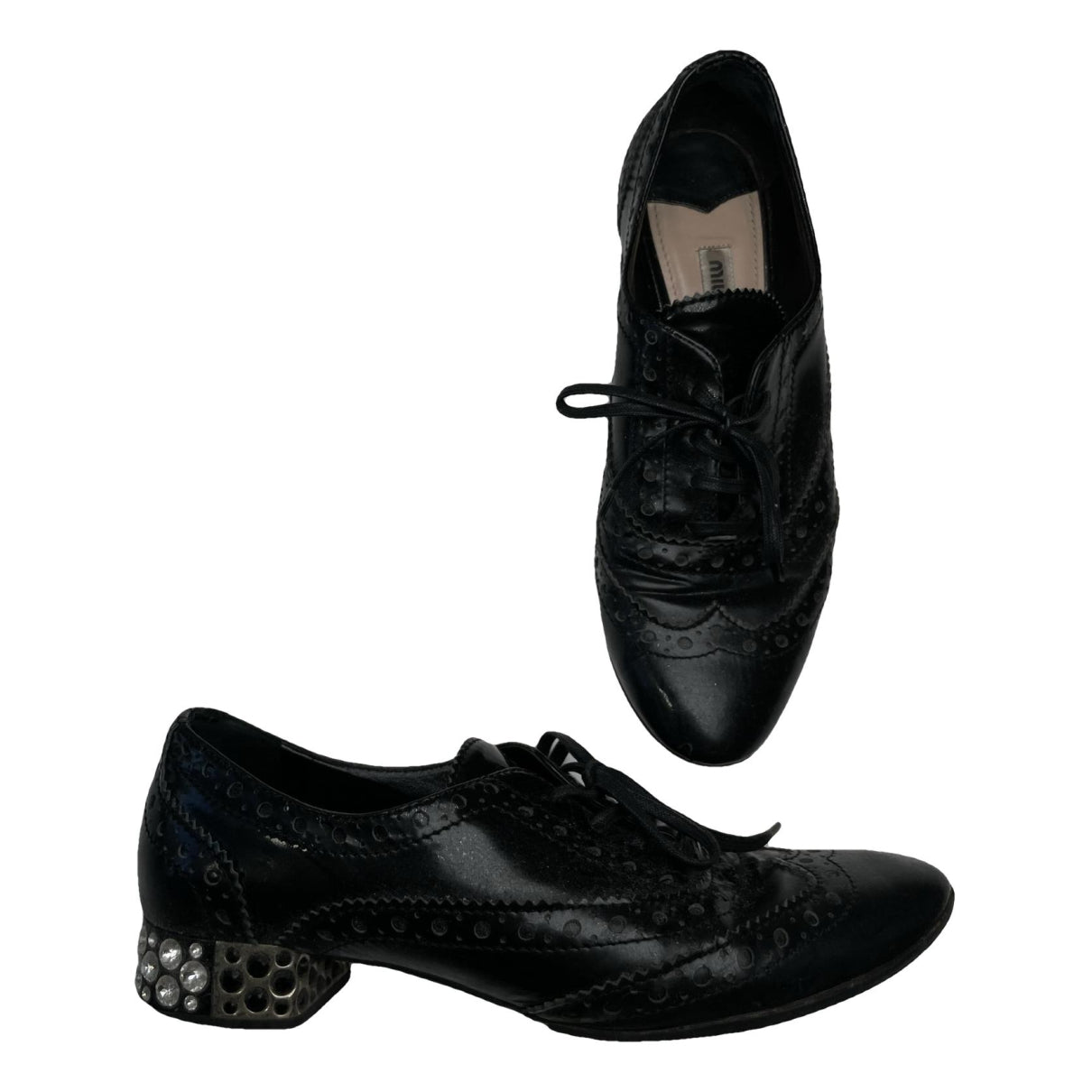 Miu Miu Black Leather Lace Up image 1