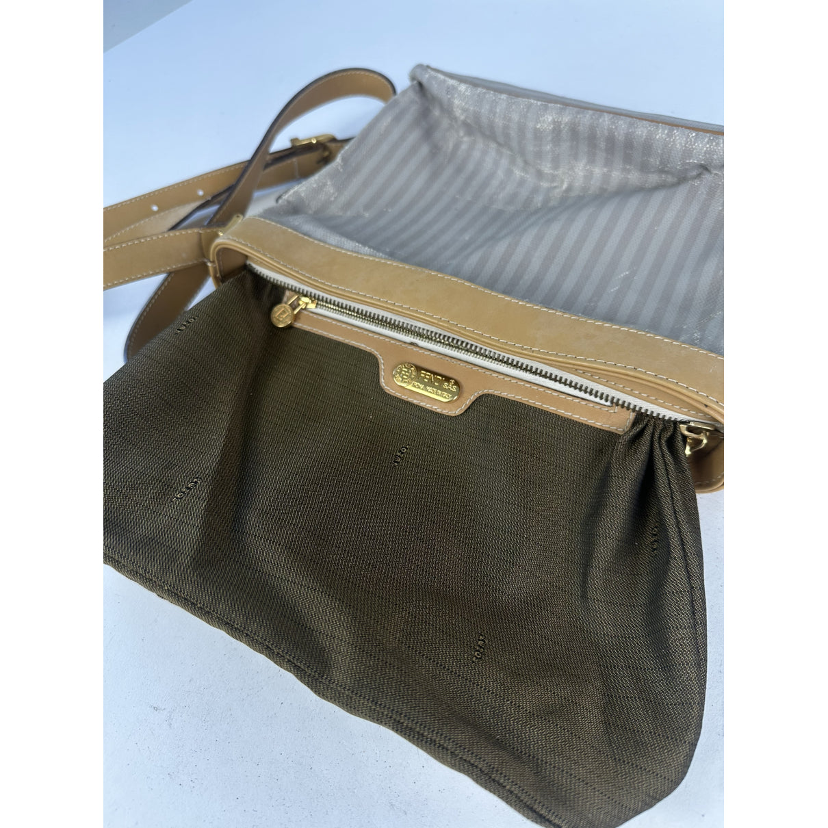 Fendi Baguette Grey Cotton Handbag image 2