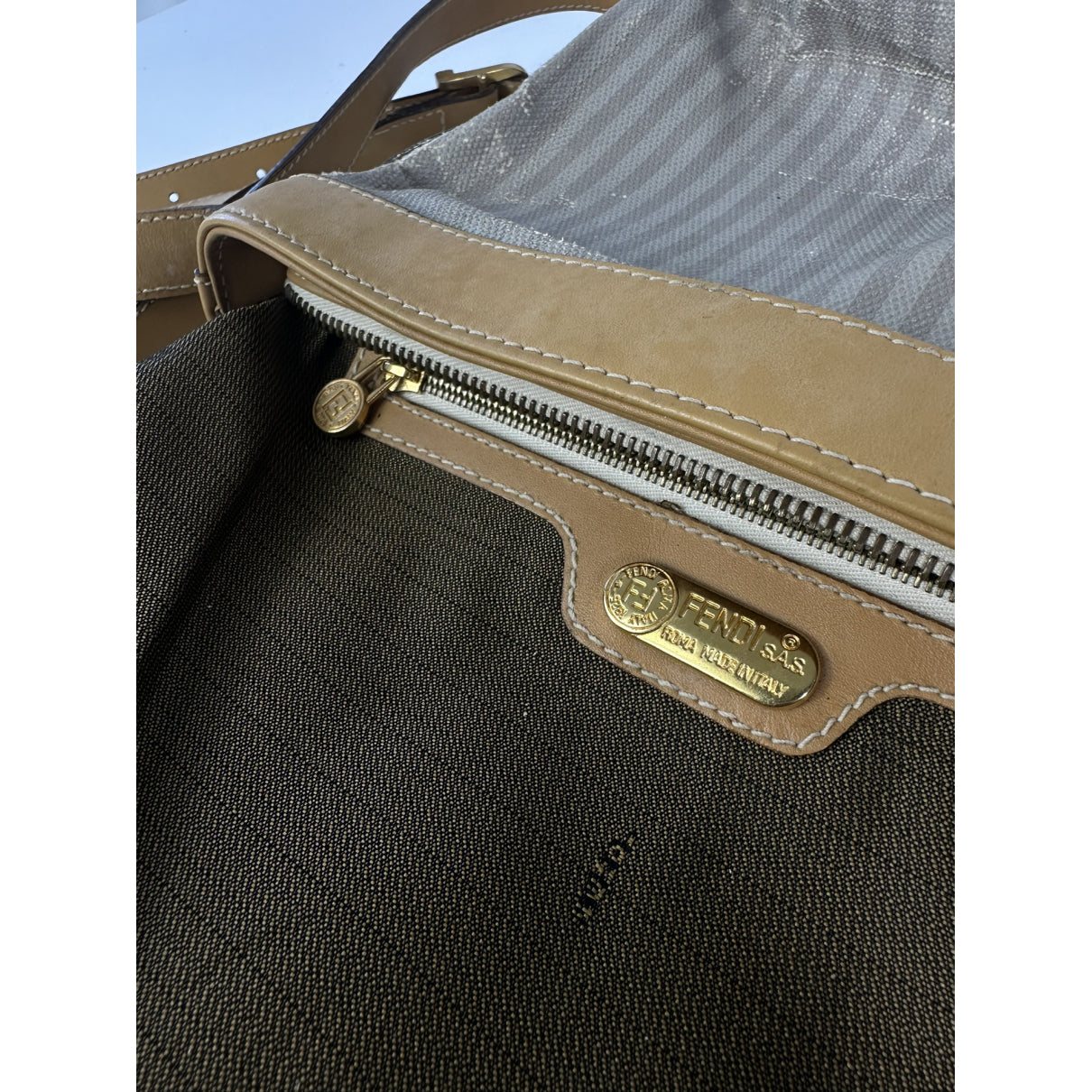 Fendi Baguette Grey Cotton Handbag image 3