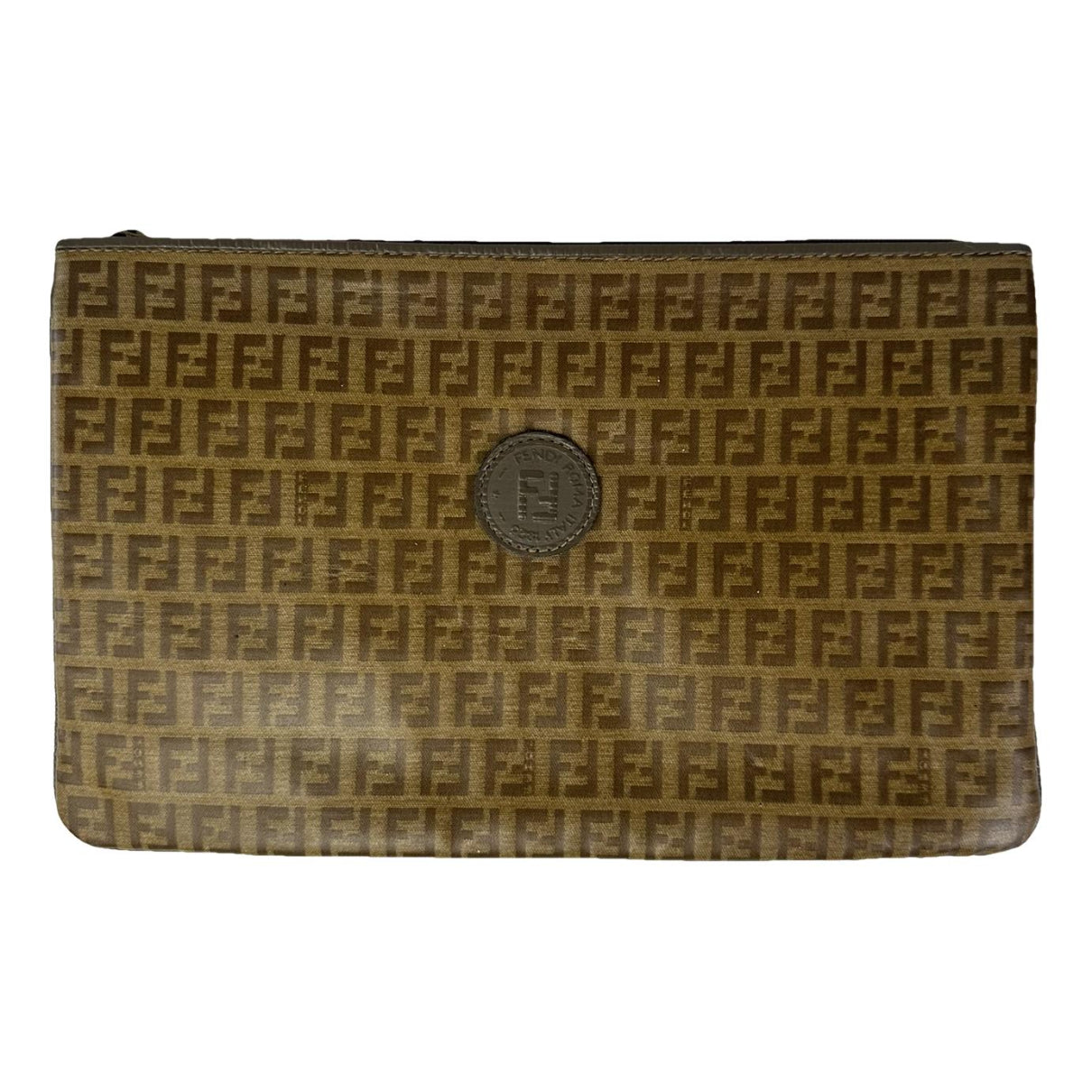 Fendi Baguette Brown Leather Clutch Bag image 1