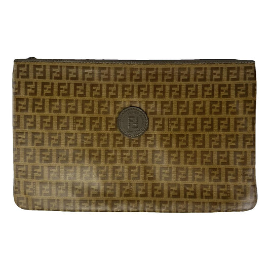 Fendi Baguette Brown Leather Clutch Bag image 1