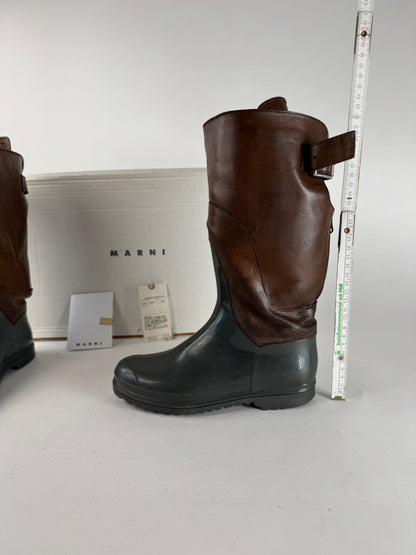 Vintage Marni Leather Boots brown Green EU38