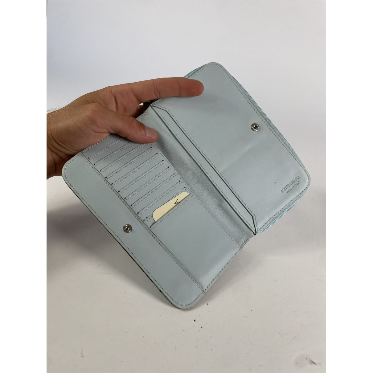 Bottega Veneta Blue Leather Wallet image 3