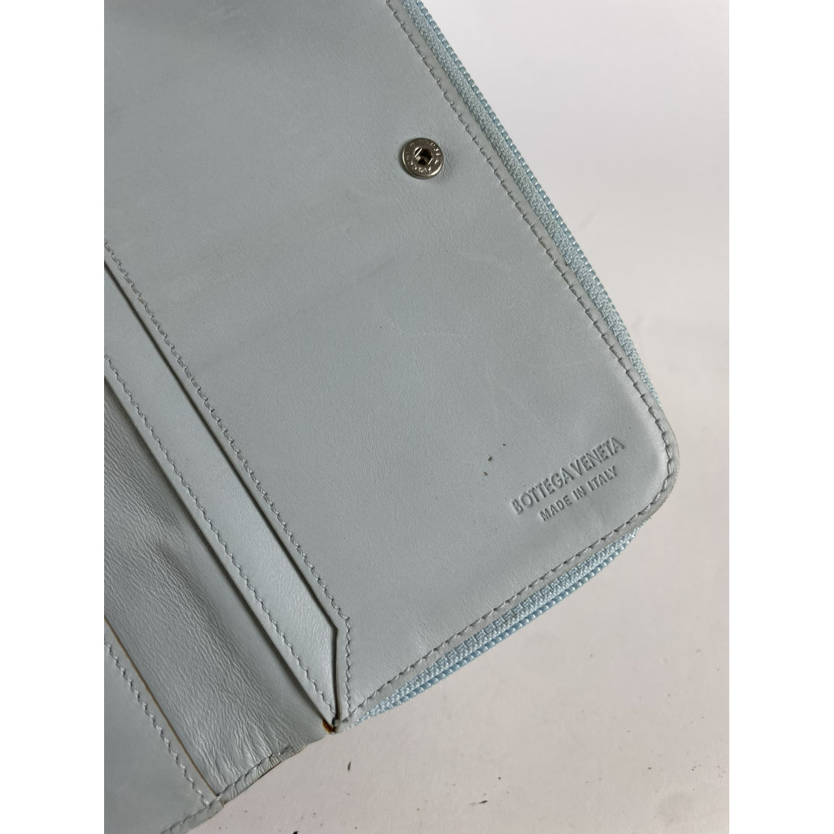 Bottega Veneta Blue Leather Wallet image 4