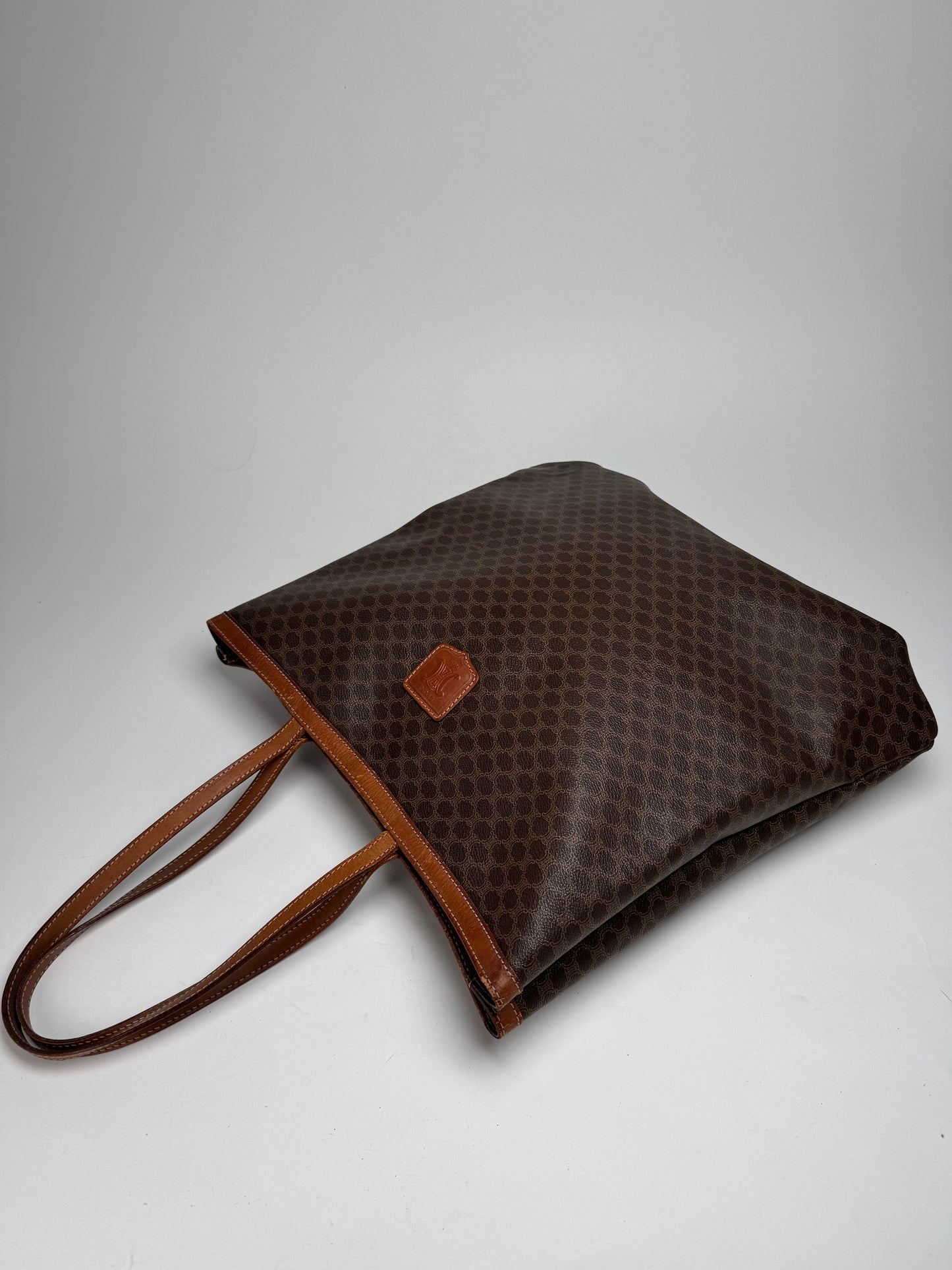 Vintage Celine Paris Big Bag Leather Monogram Shopper Bag Brown