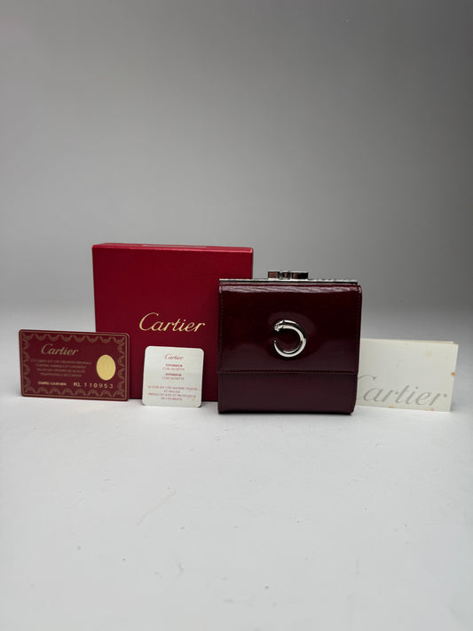 Vintage Cartier Patent Leather Wallet burgundy