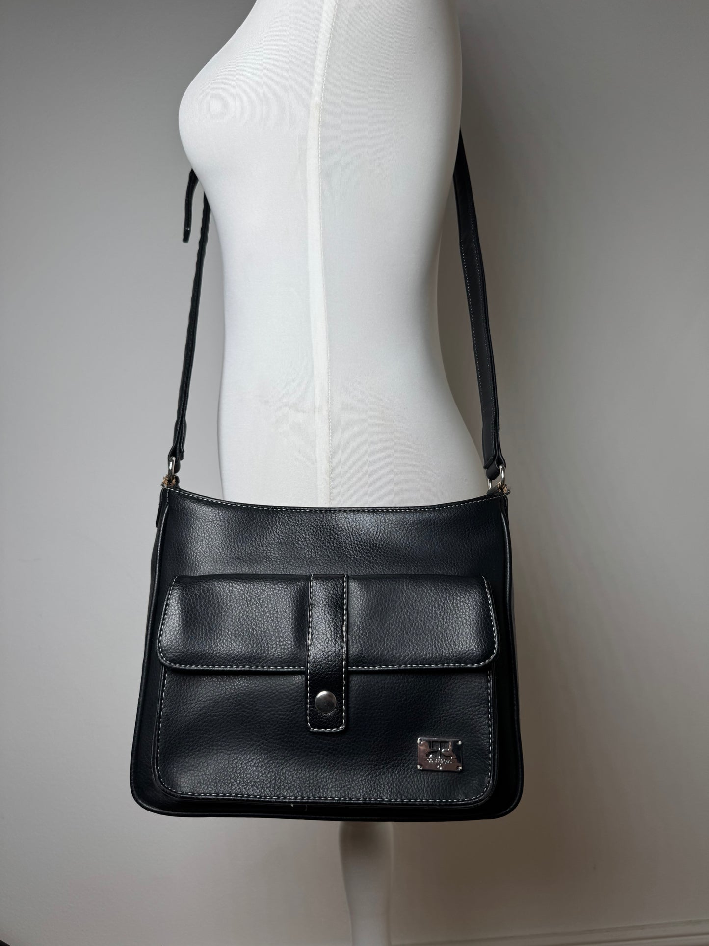 Vintage Courreges Paris Leather Bag Black