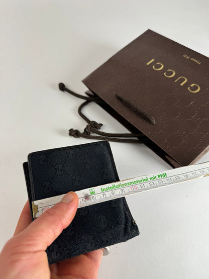 Vintage Gucci Monogram Canvas Flap Wallet Black