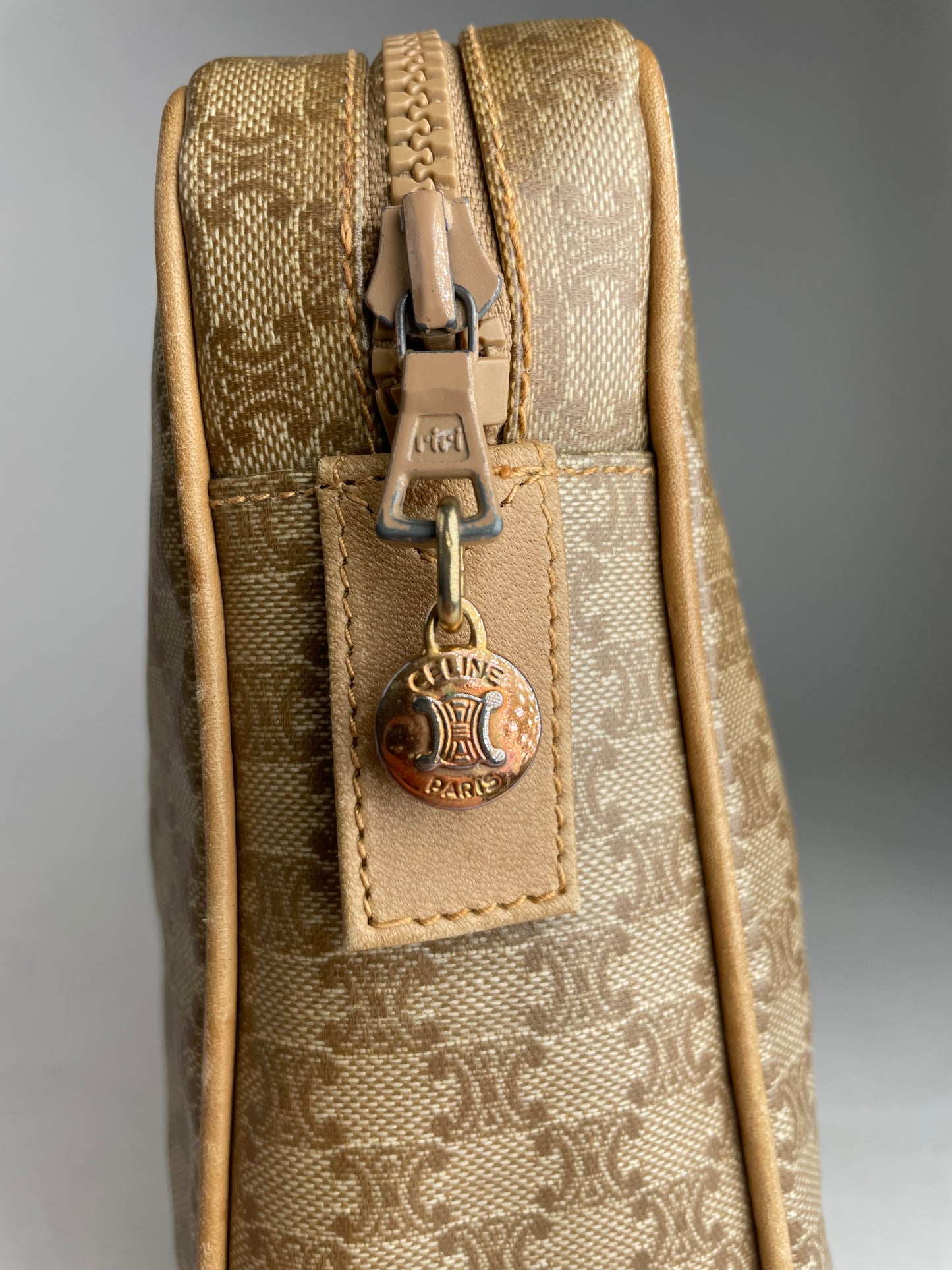 Vintage Celine Triomphe Leather Monogram Clutch