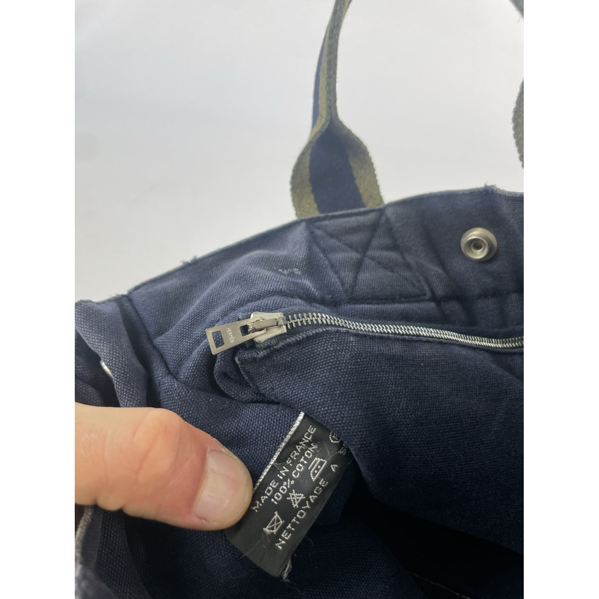 Hermès Navy Cotton Handbag image 4