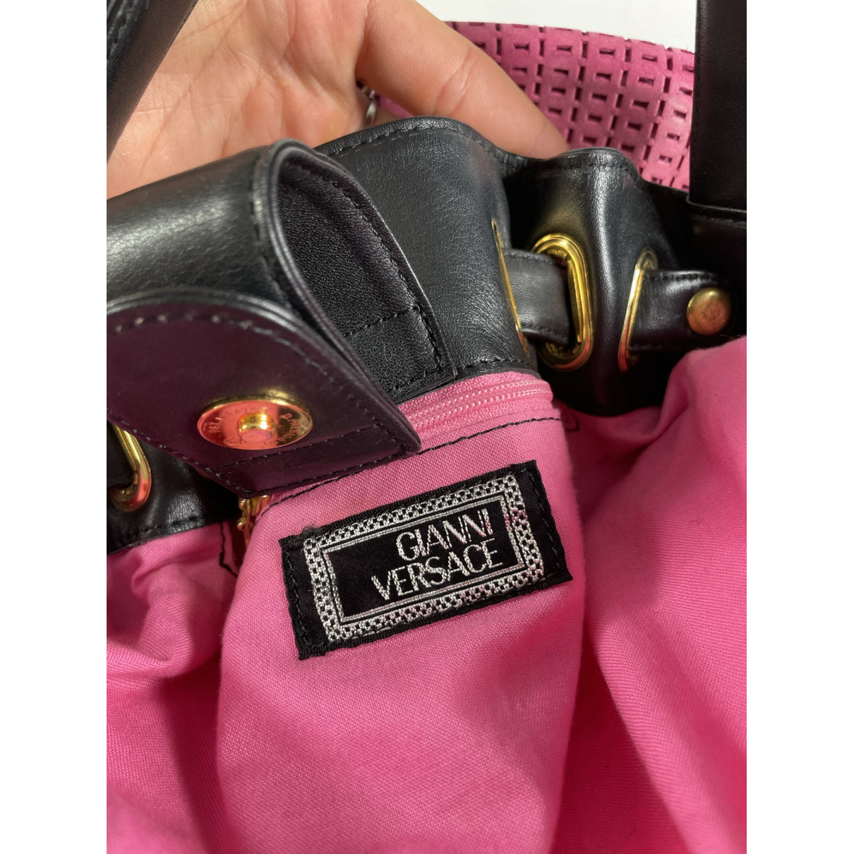 Gianni Versace Pink Leather Handbag image 4