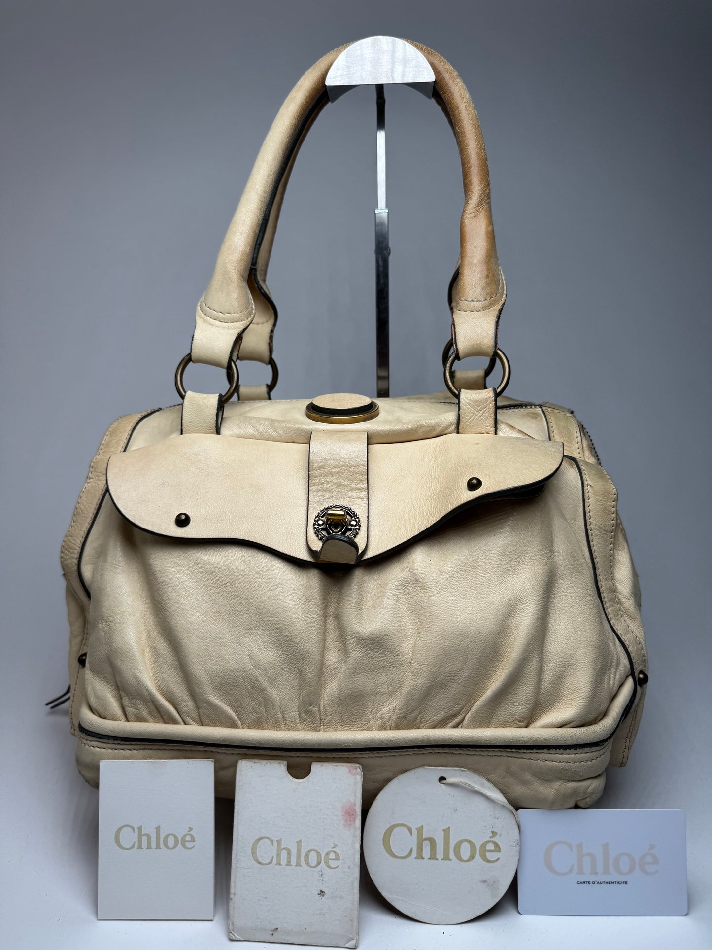Vintage Chloe Leather Bag Beige