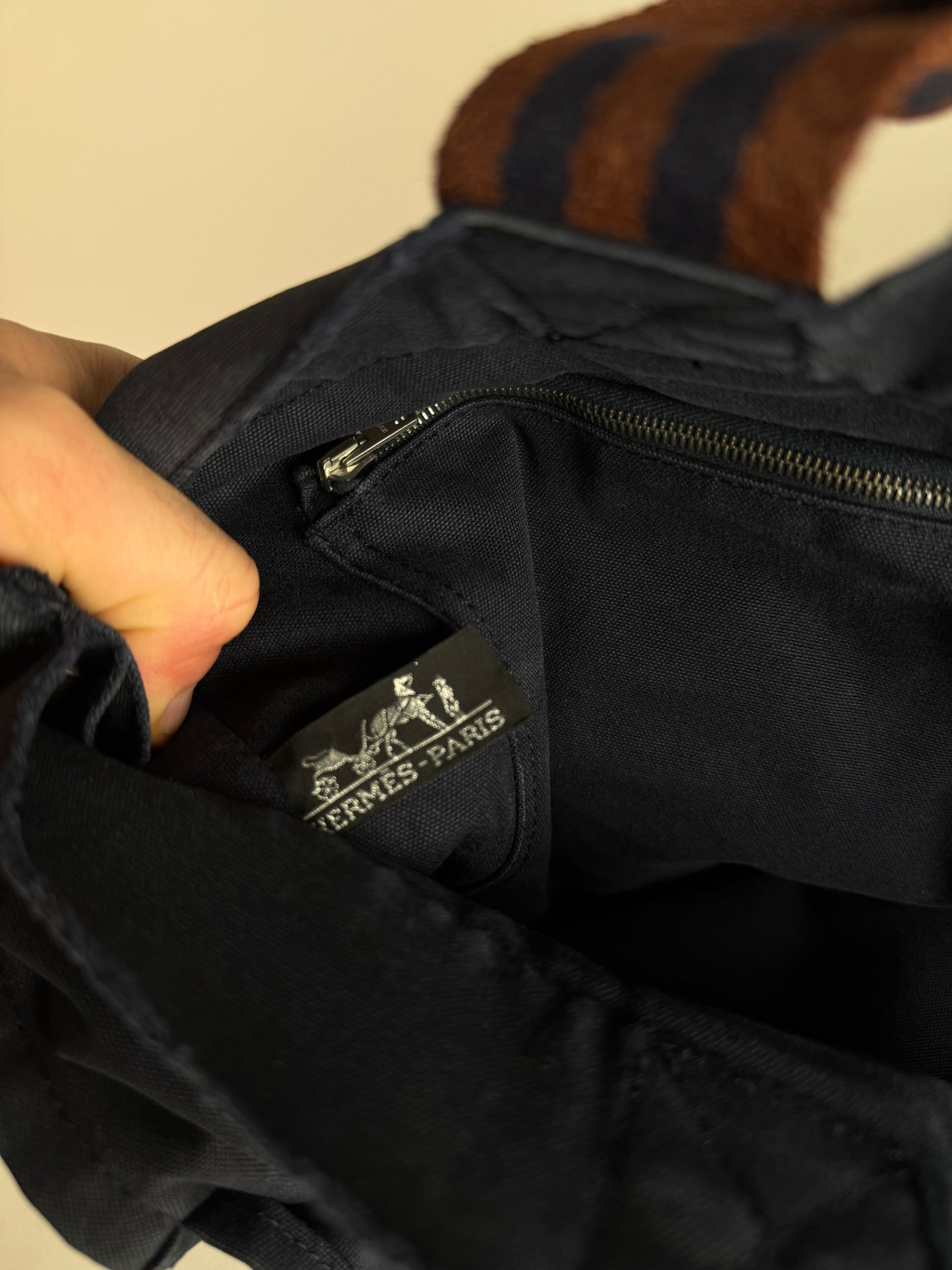 Vintage Hermes Paris Canvas Shopper Navy