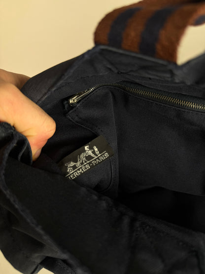 Vintage Hermes Paris Canvas Shopper Navy