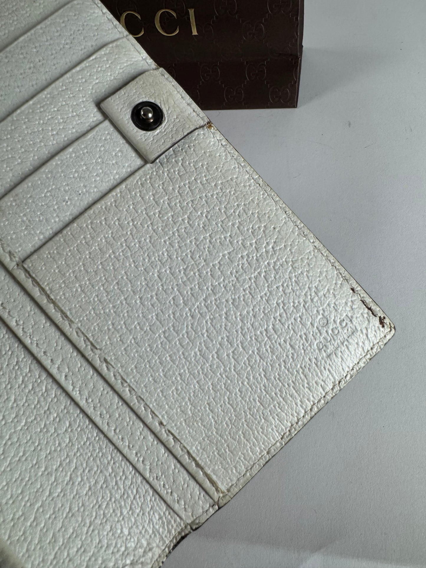 Vintage Gucci Monogram Leather Wallet White