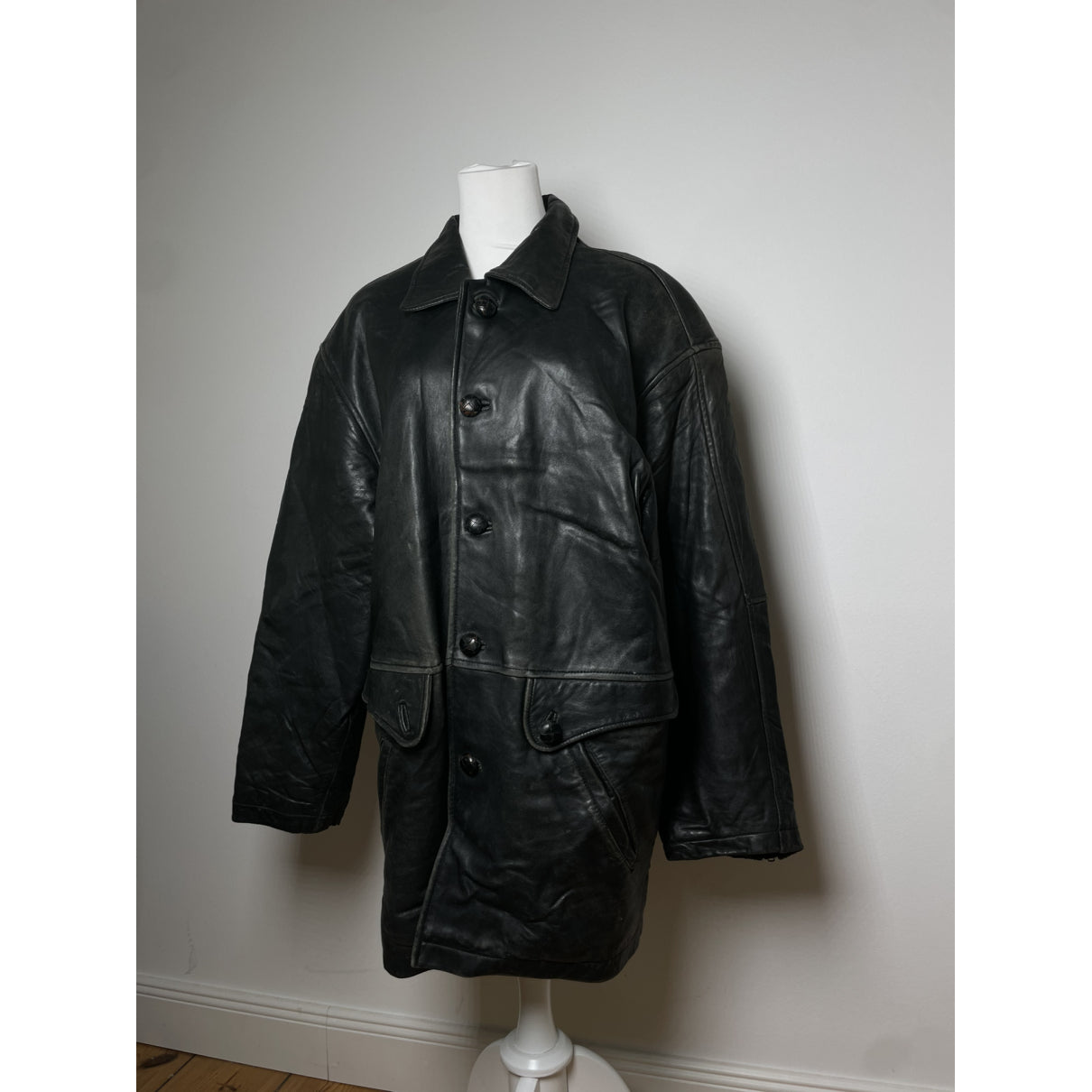 Kansai Yamamoto Black Leather Coat image 4