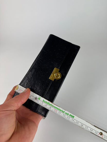 Vintage Givenchy Ostrich Leather card holder / ID holder Black