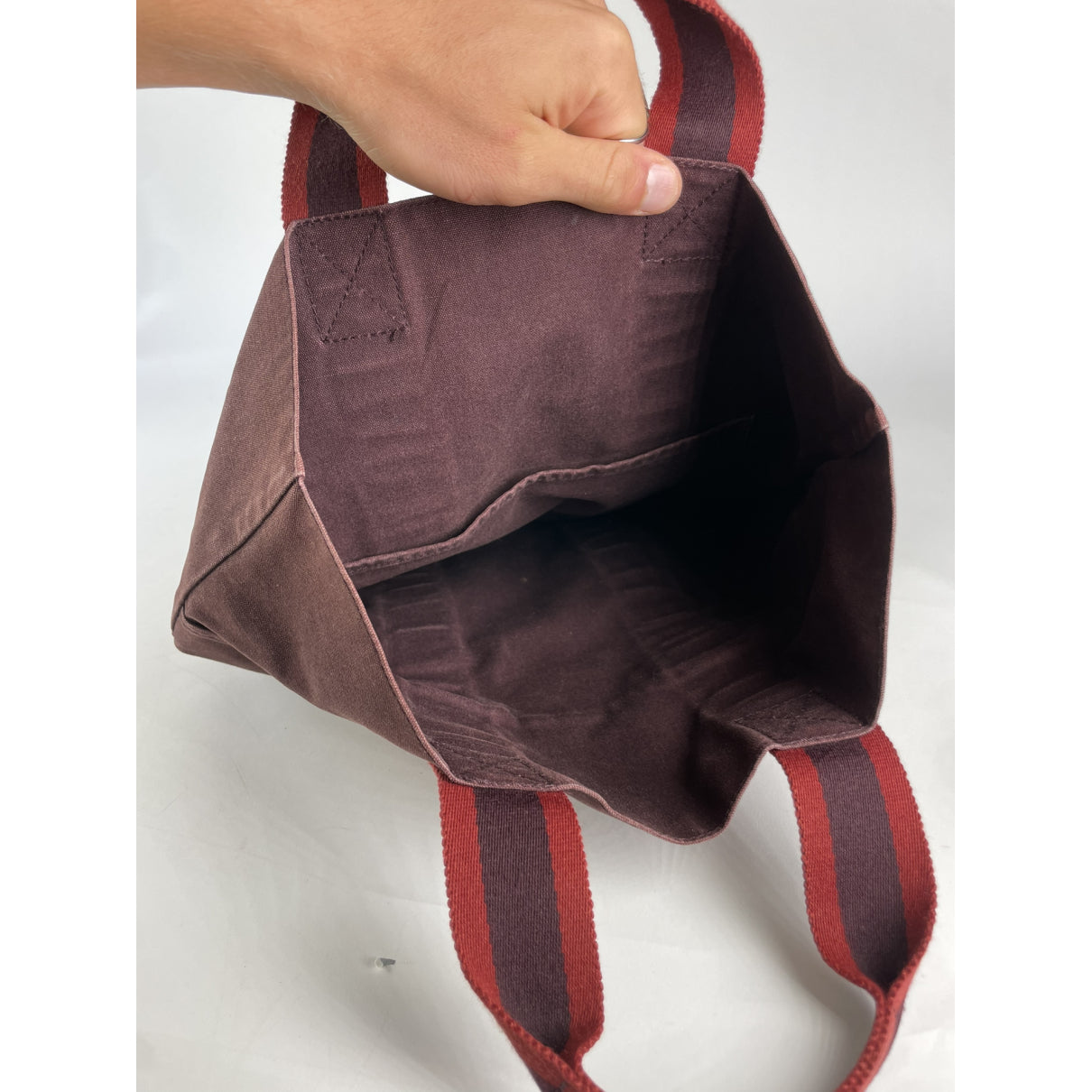 Hermès Burgundy Cotton Handbag image 2