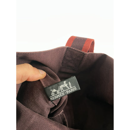 Hermès Burgundy Cotton Handbag image 3