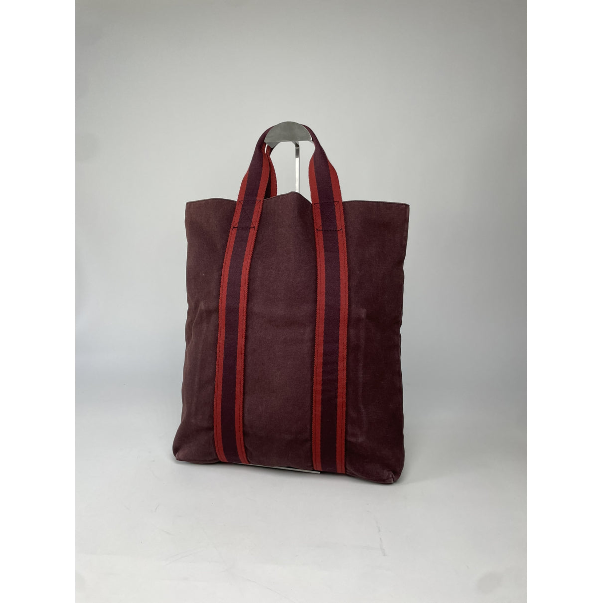 Hermès Burgundy Cotton Handbag image 5