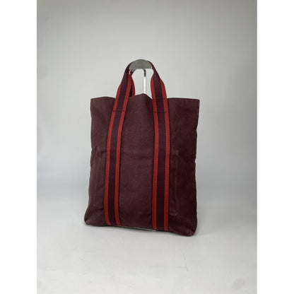 Hermès Burgundy Cotton Handbag image 5