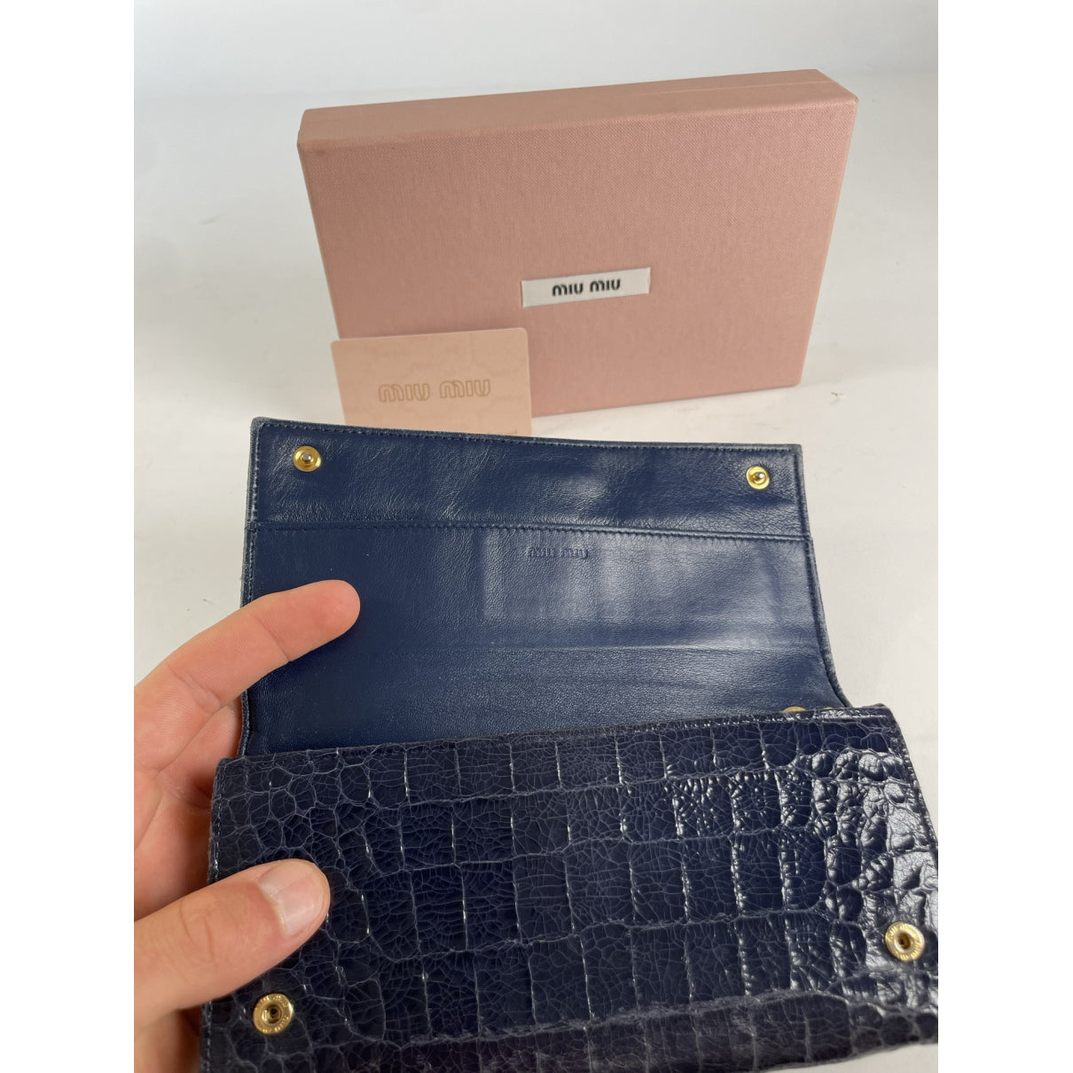 Miu Miu Navy Patent Leather Wallet image 4