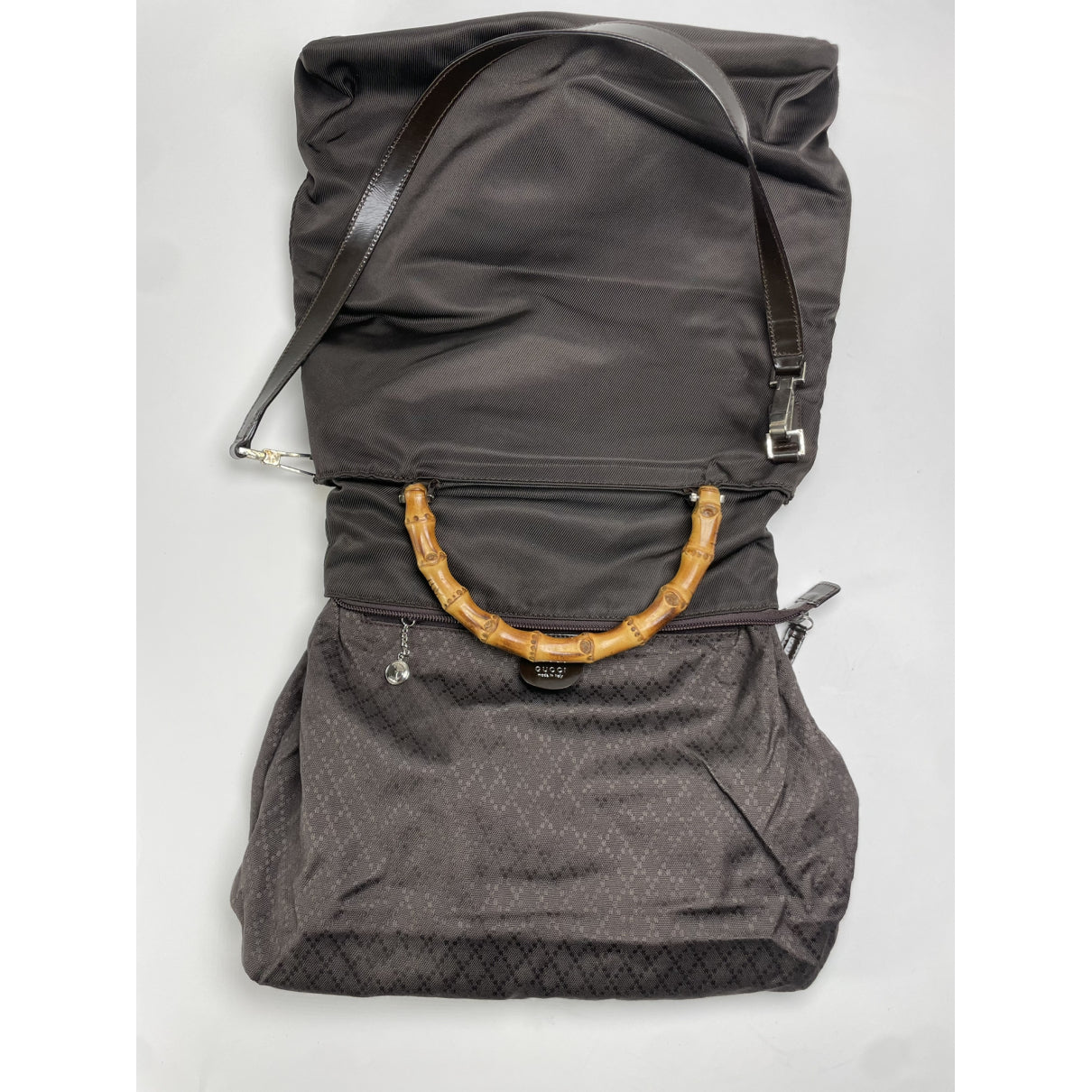Gucci Vintage Bamboo Brown Polyester Handbag image 2
