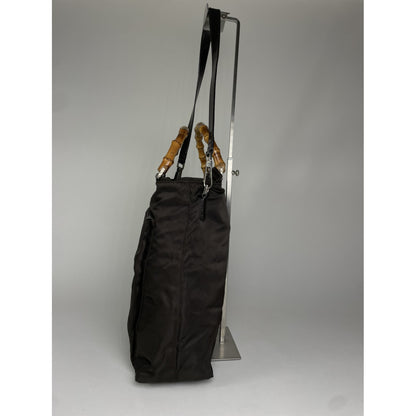Gucci Vintage Bamboo Brown Polyester Handbag image 4
