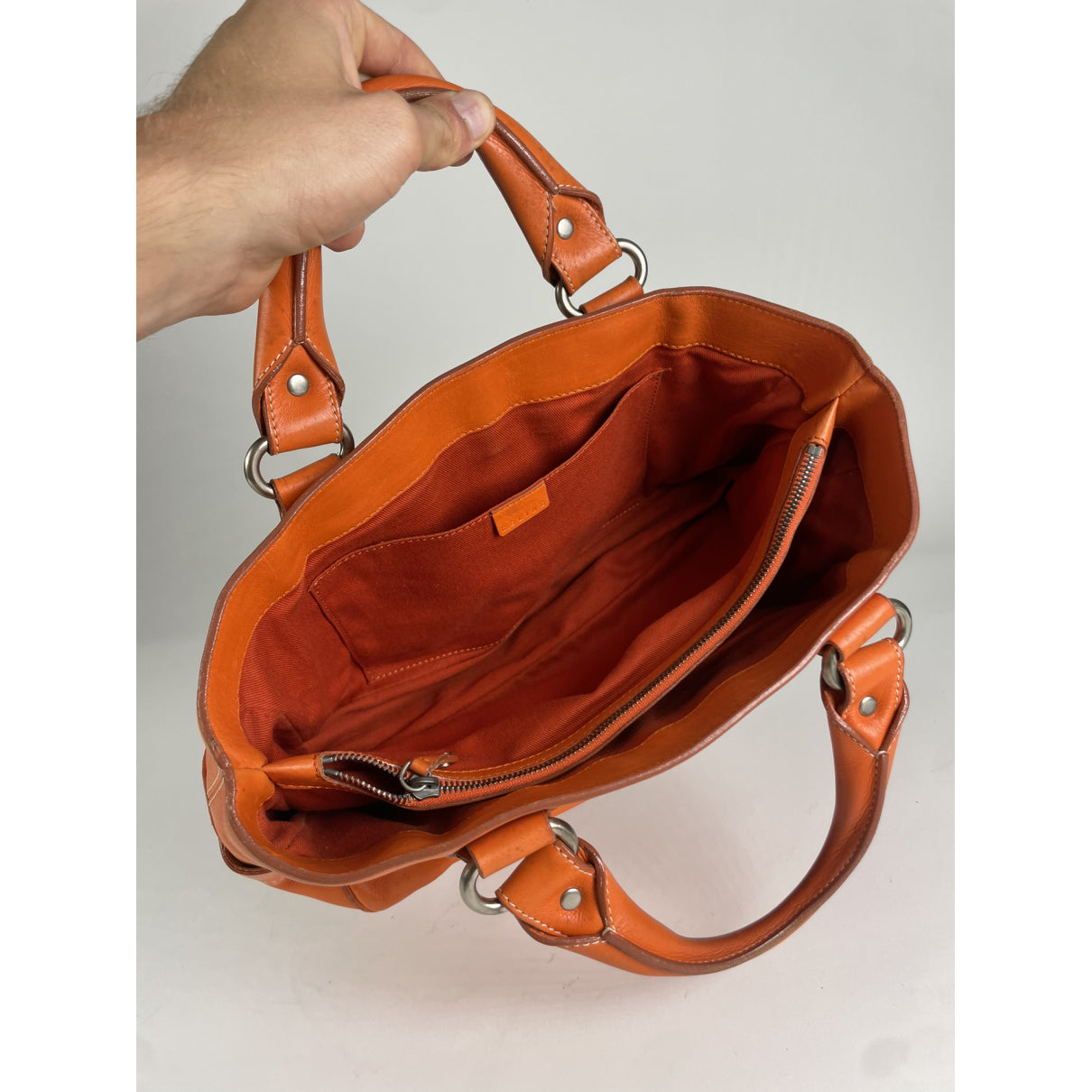 Celine Orange Leather Handbag image 2