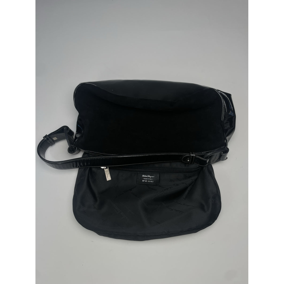 Salvatore Ferragamo Black Patent Leather Handbag image 2