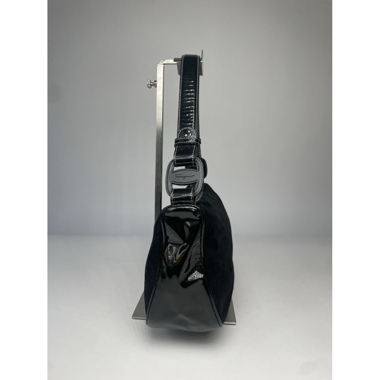 Salvatore Ferragamo Black Patent Leather Handbag image 3