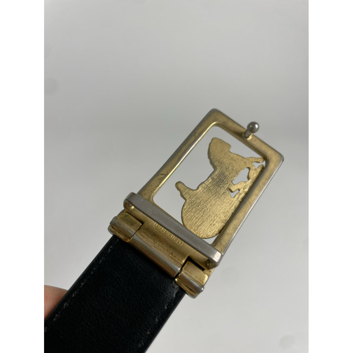 Celine Triomphe Black Leather Belt image 2