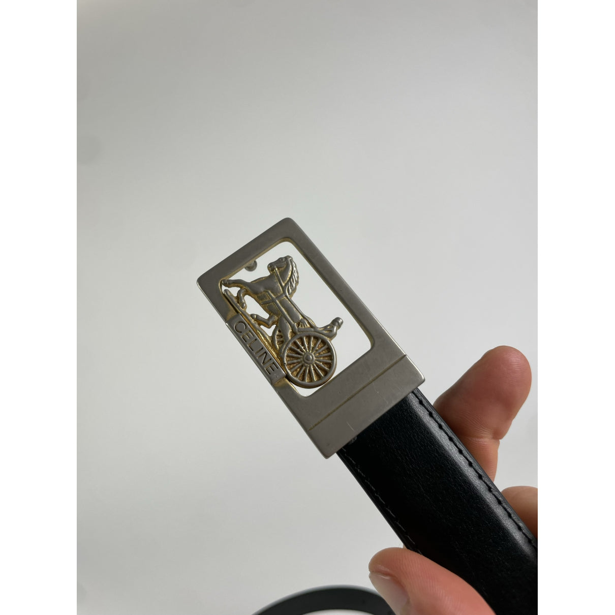 Celine Triomphe Black Leather Belt image 3