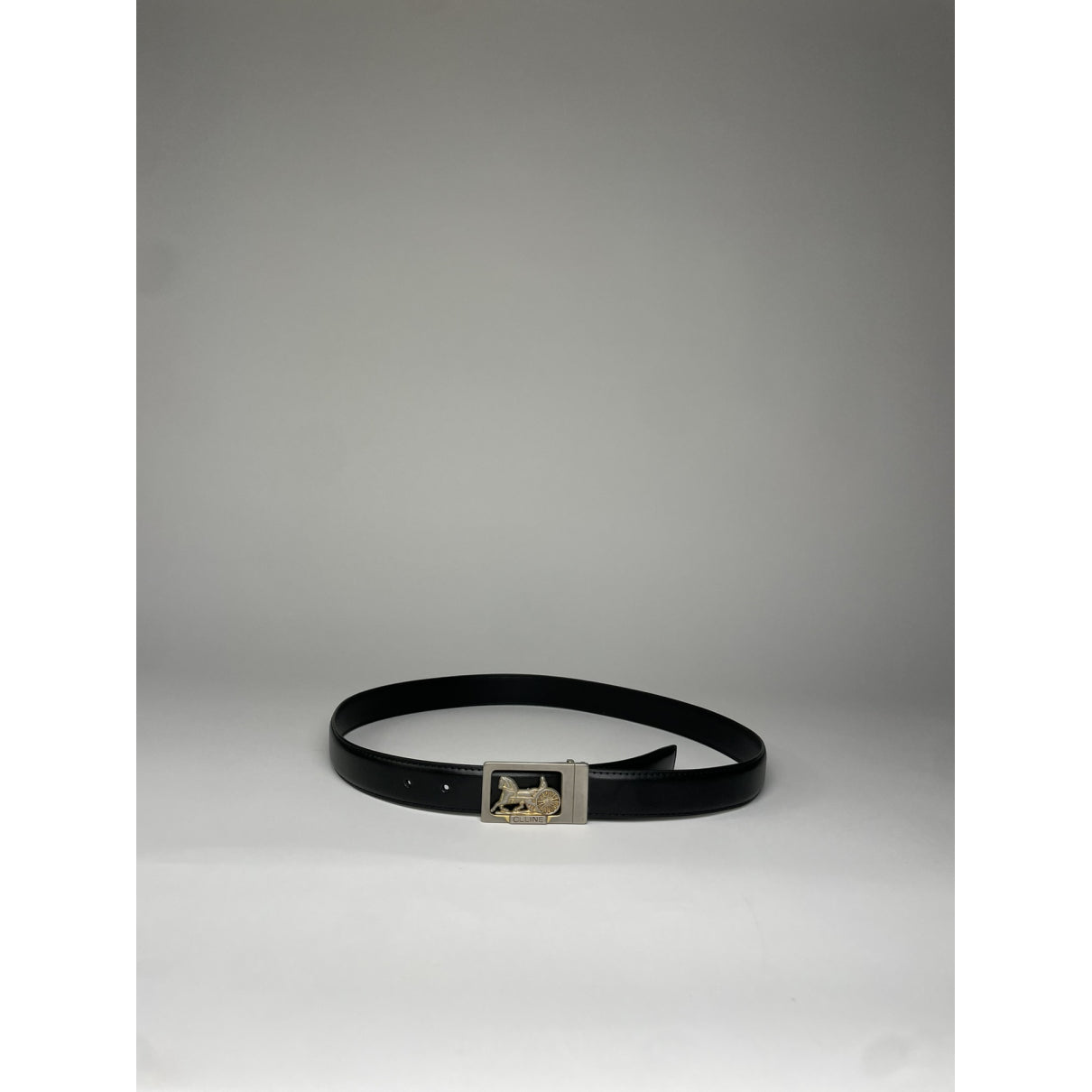 Celine Triomphe Black Leather Belt image 4