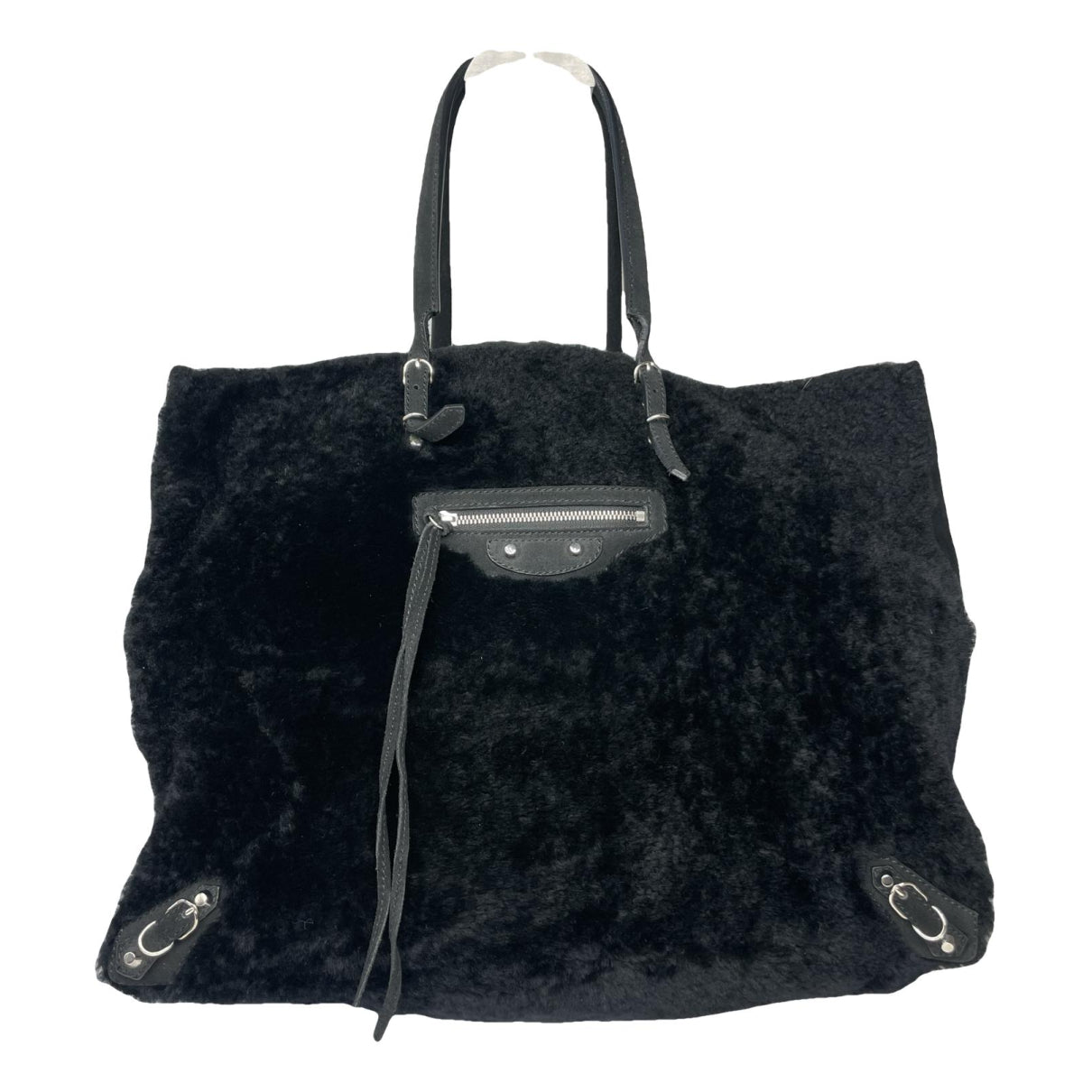 Balenciaga City Black Fur Handbag image 1