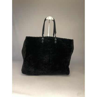 Balenciaga City Black Fur Handbag image 4