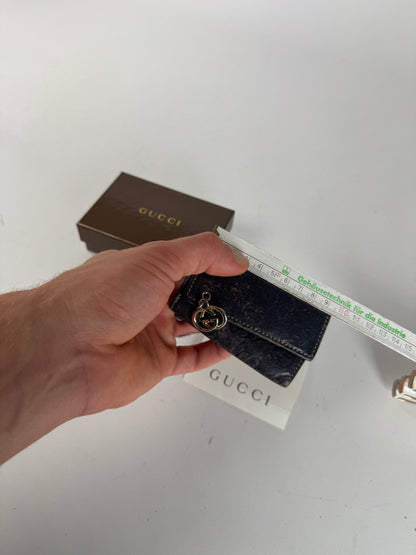 Vintage Gucci Leather Monogram Key Holder Brown