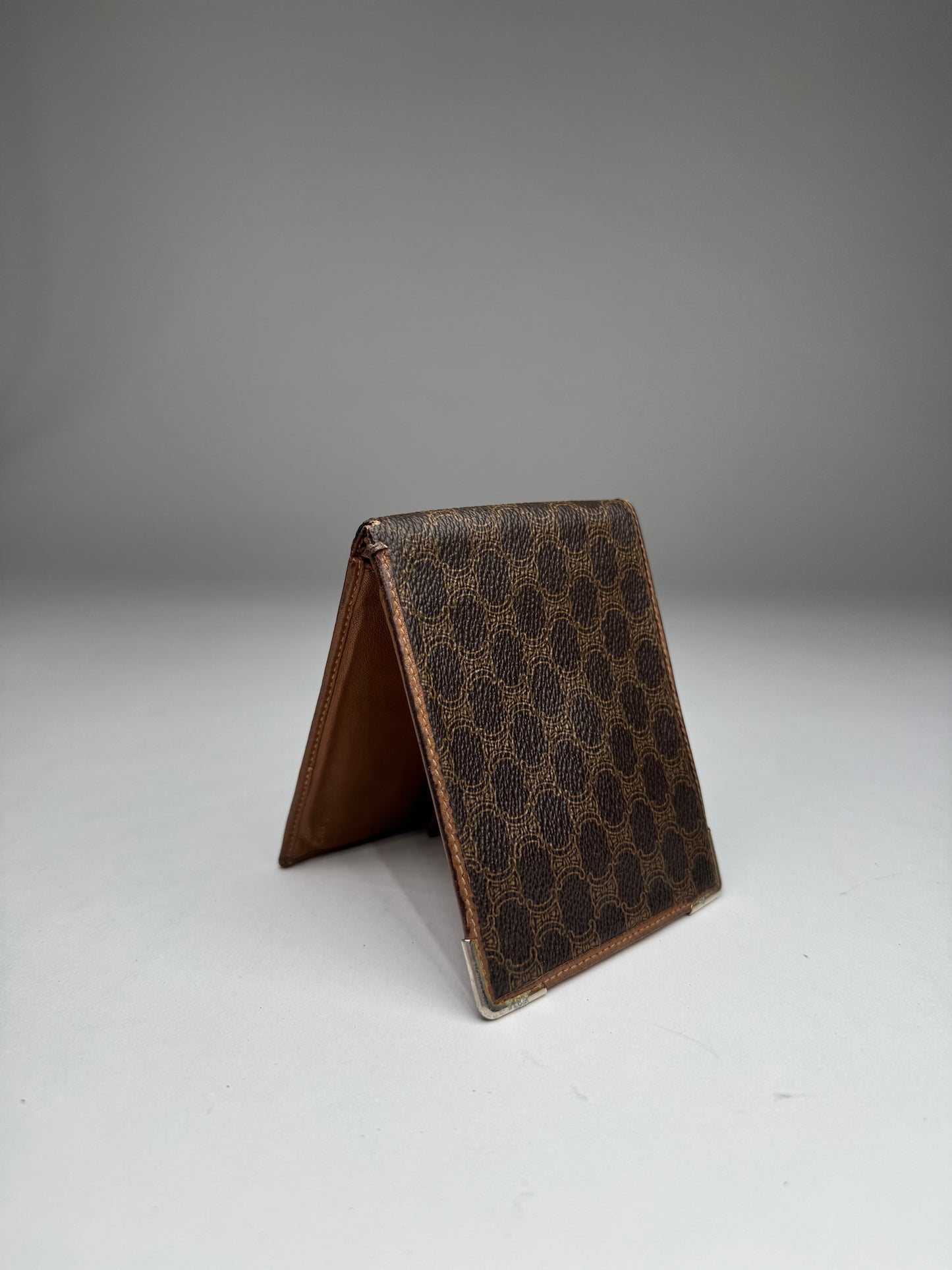 Vintage Celine Paris Leather Monogram Card Holder Brown