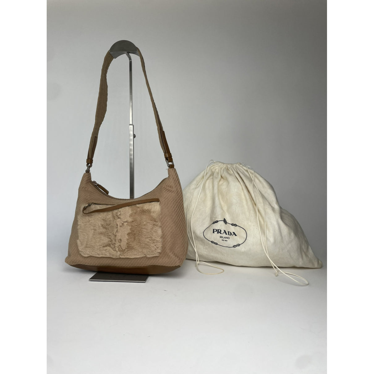 Prada Cleo Beige Fur Handbag image 5