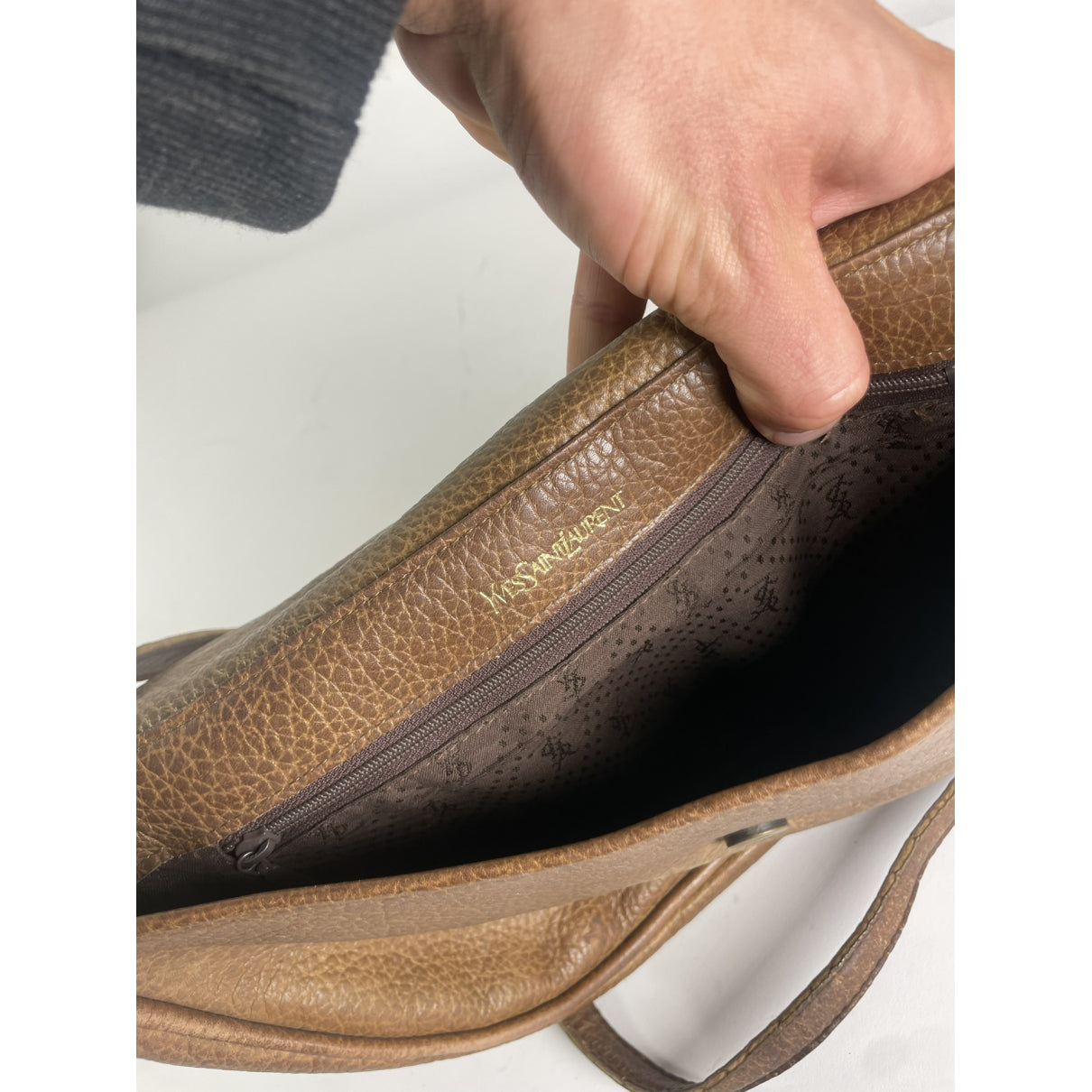 Saint Laurent Satchel Y studs Brown Leather Handbag image 2