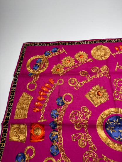 Vintage Celine Paris Silk Scarf Red