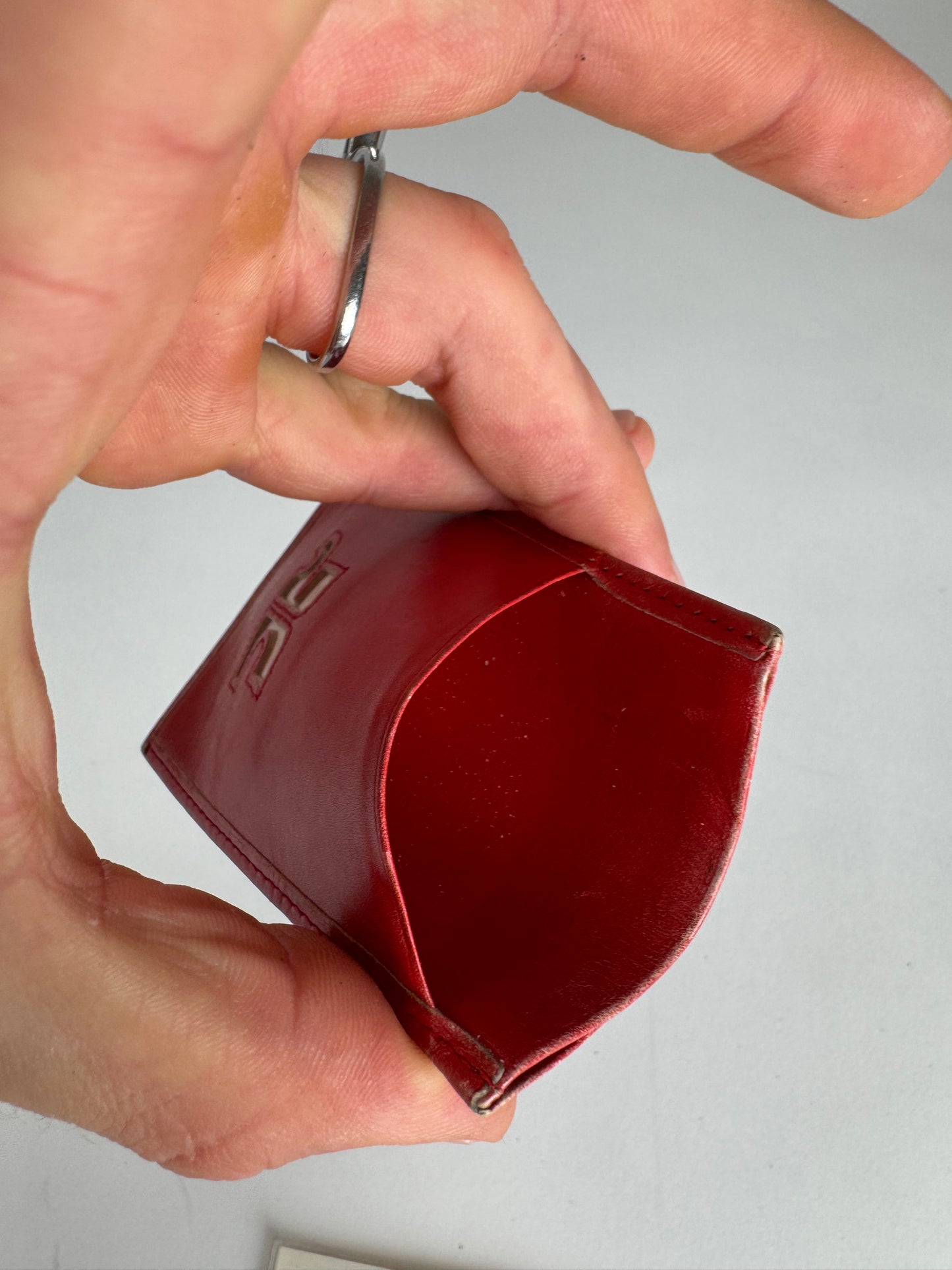 Vintage Courreges Paris Leather Card Holder Red