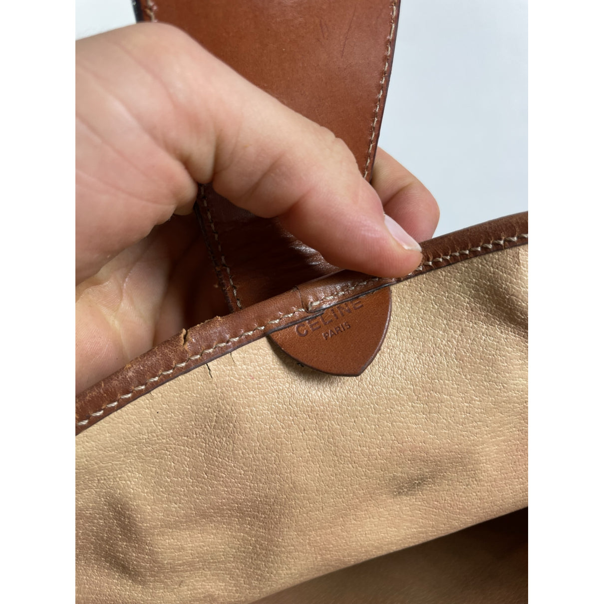 Celine Beige Leather Handbag image 3