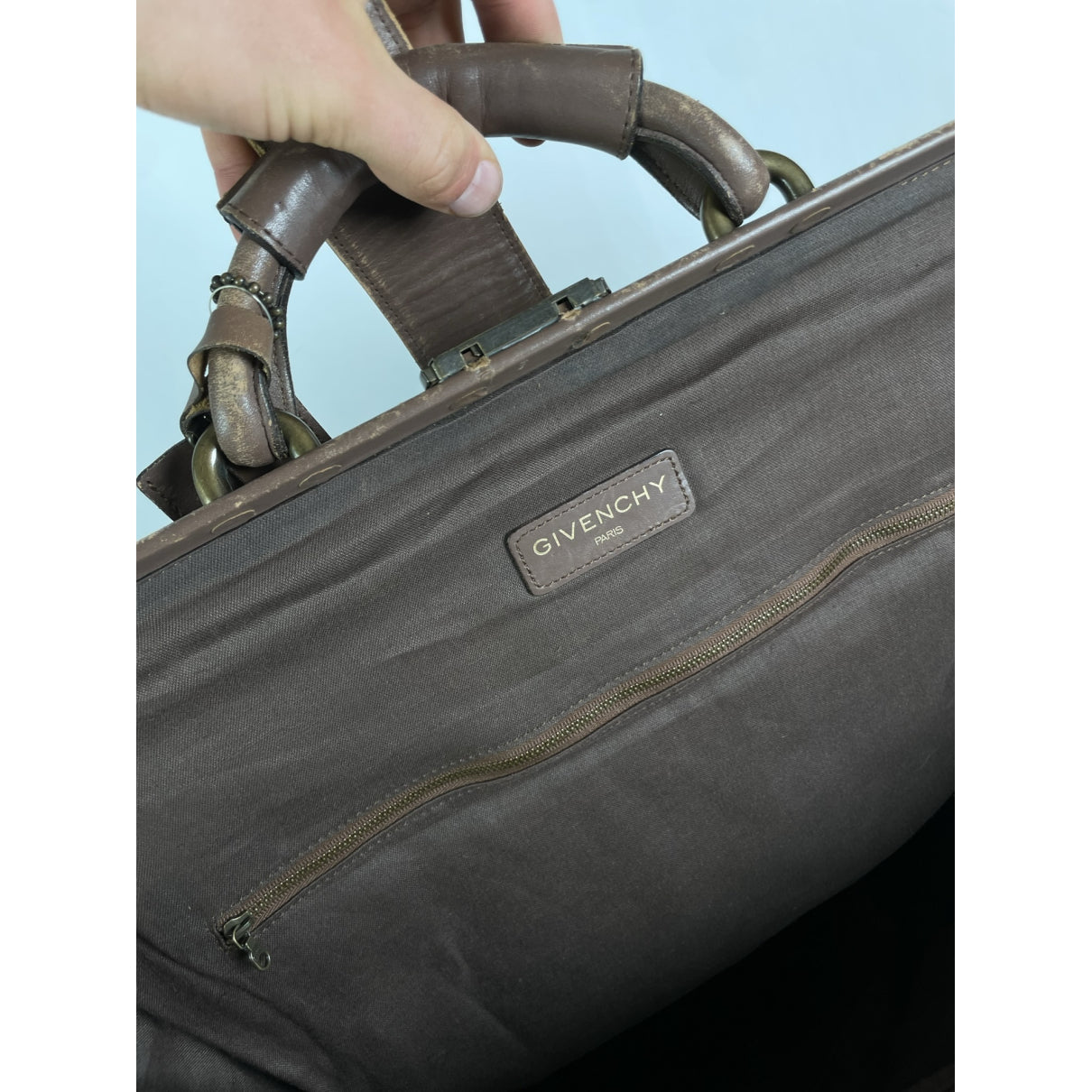 Givenchy Brown Leather Travel Bag image 4