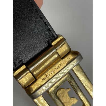 Celine Triomphe Black Leather Belt image 3