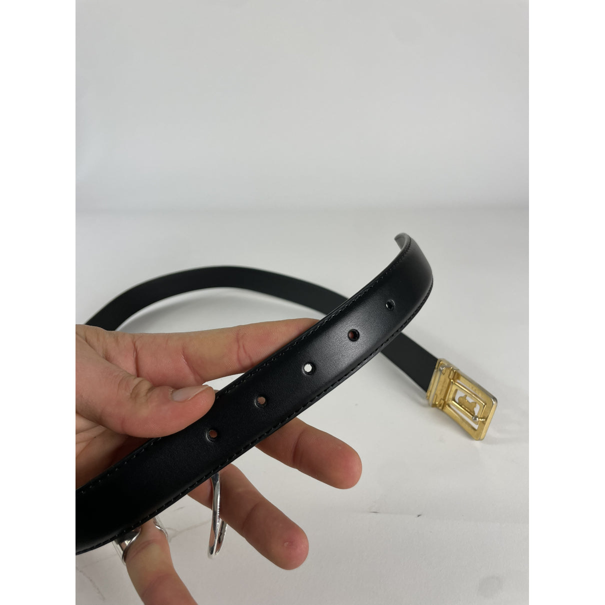 Celine Triomphe Black Leather Belt image 4