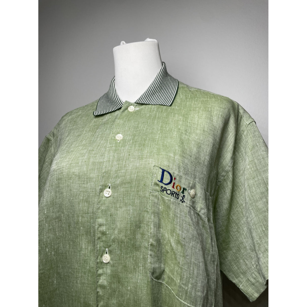 Dior Homme Green Linen Shirt image 2